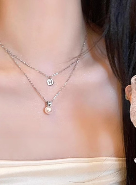 珍珠双层项链女生轻奢小众设计感级颈链配饰夏季冷淡风锁骨链潮