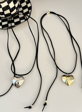 fever同款韩国ins大爱心项链2023新款爆款桃心长款银色心形韩系