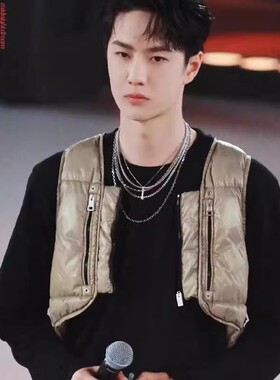 钛钢不掉色王一博同款项链男潮女骨头甜酷嘻哈ins风锆石吊坠小众