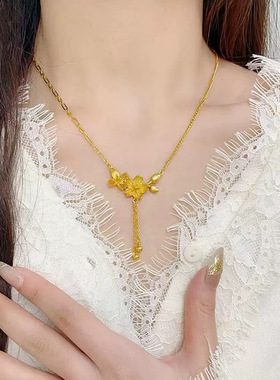 双生花朵项链一体链小红书同款AB套链时尚简约女套链饰品项链首饰