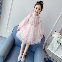 UK Next Kiss girl dress with dress 2023 fall new girl foreign gas cake dresses princess dress