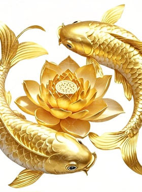 年年有余金鱼荷花贴纸客厅餐厅装饰画背景墙贴画自粘防水防潮墙贴