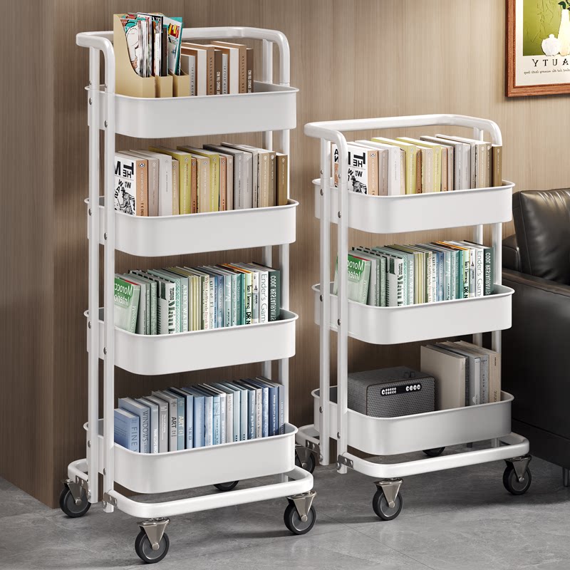 佳帮手移动书架小推车收纳客厅厨房办公室落地带轮置物架简易书柜
