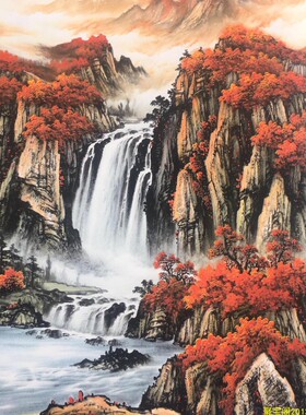 聚宝盆鸿运当头万里长城山水画客厅挂画国画水墨中式客厅装饰画