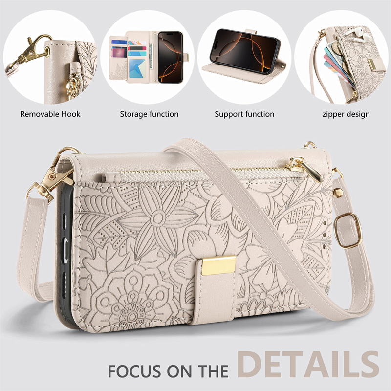 适用iphone16promax手机壳新款苹果15pro max斜挎背挂绳17 Air/14plus全包防摔ip13/12pm翻盖保护皮套16e拉链 - 图0