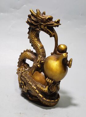 复古怀旧风青龙铜葫芦桌面摆件