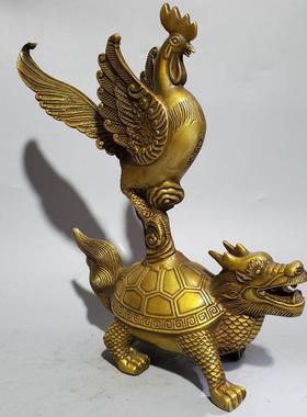 荣华富贵纯铜金鸡独立复古怀旧家居客厅玄关送礼酒柜工艺品摆件