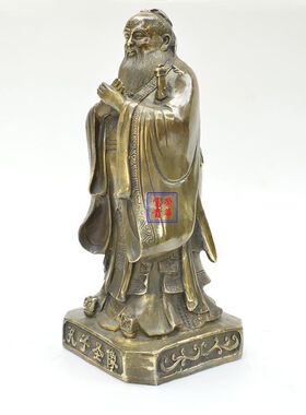 黄铜孔子仿古风孔夫子摆件圣像