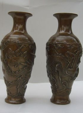 工艺仿古风黄铜龙凤呈祥家居装饰