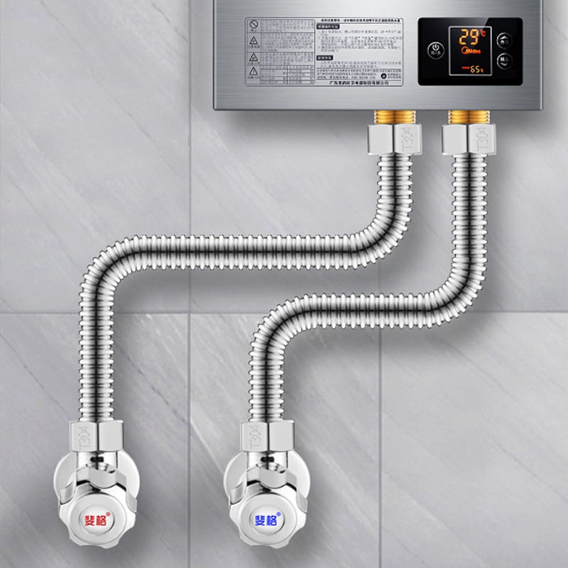 304不锈钢波纹管4分金属防爆接马桶热水器进水管冷热家用软管水管 - 图0