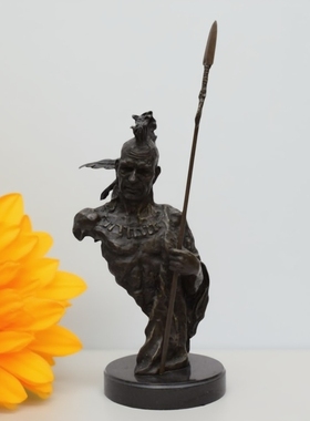 铜雕塑印第安人酋长铜像摆件家居装饰创意礼品客厅玄关书房办公室