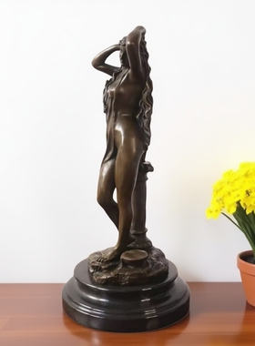 铜雕塑洗浴女孩古希腊爱神阿佛洛狄忒Aphrodite铜像摆件家居装饰