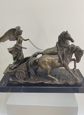 罗马战场马拉车摆件雕塑工艺品