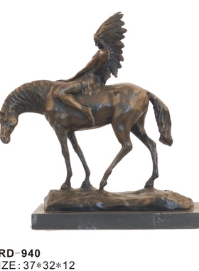 印第安抽象古铜色铜摆件工艺品