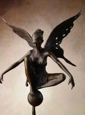 铜雕塑小精灵飞舞蝴蝶翅膀摆件