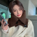 Шерстяной шарф, демисезонный универсальный фальшивый воротник, трикотажный шарф-платок для отдыха, с защитой шеи