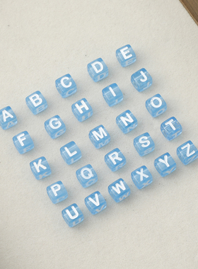 7x7mm项链DIY加白蓝色明彩方珠
