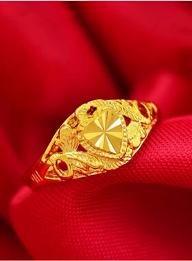 2025新款沙金戒指女款光面不掉色