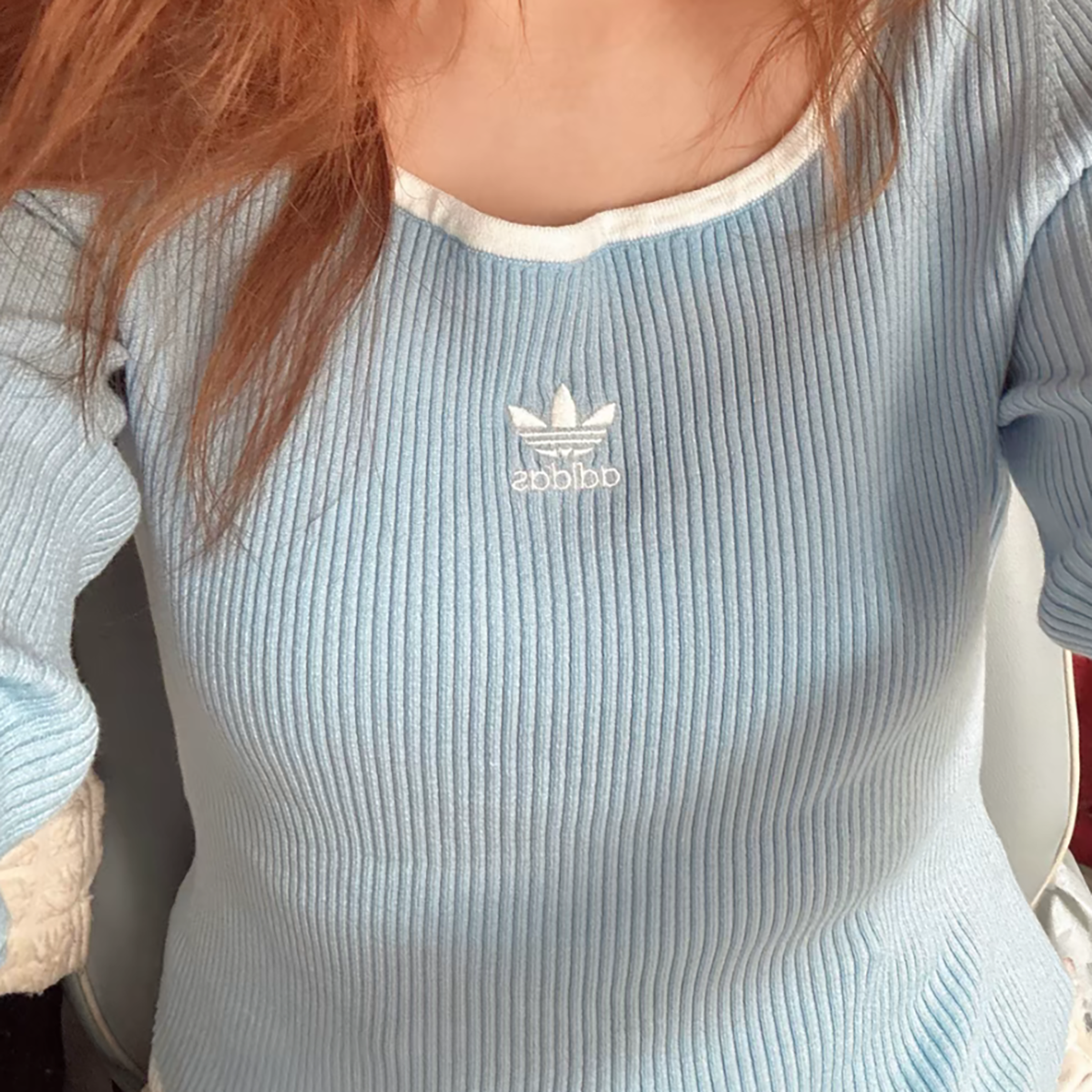 阿迪达斯三叶草宋茜同款女修身方领针织长袖T恤上衣打底衫JM8054,淘宝优惠券,粉丝福利购,淘宝优惠卷