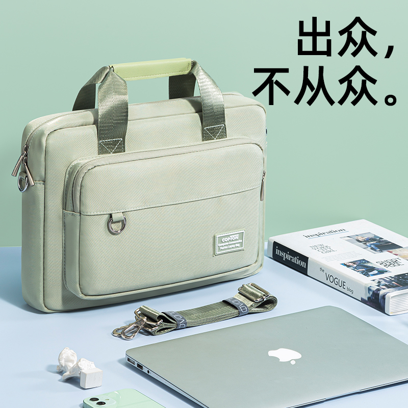 电脑包手提女适用于联想小新pro14笔记本air15plus内胆包yoga13s保护套thinkbook15点6寸男通勤防震新款2023-图3