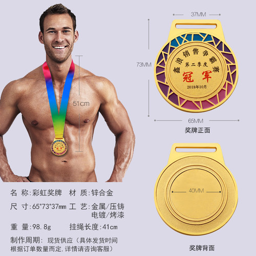 2020新款奖牌定做金属挂牌田径运动会纪念牌金牌定制通用牌金银铜 - 图1