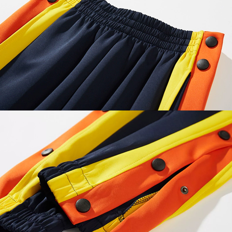 勇士库里出场服套装美式篮球外套排扣裤男儿童全开扣运动训练长裤 - 图2