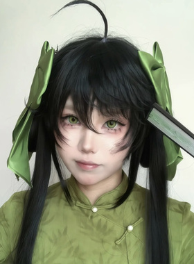 新中式复古绿色蝴蝶结发夹女