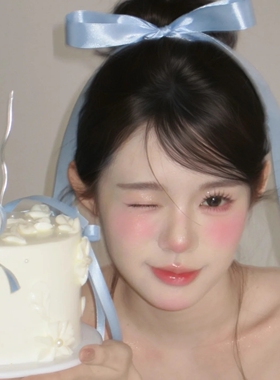 蓝色立体蝴蝶结飘带发夹