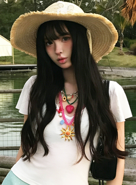 度假风彩色多巴胺太阳花爱心项链