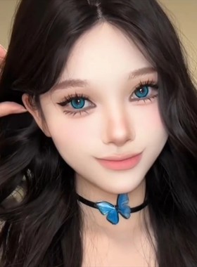 甜酷风森系蓝色蝴蝶项链