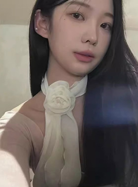 韩系复古夸张风长条玫瑰花丝巾