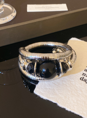 复古黑色串珠弹力手镯