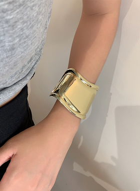 小众设计宽边开口不规则臂环女