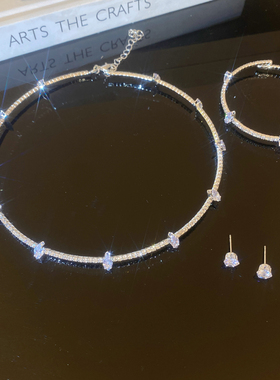 韩系高级感水钻项链女水滴锆石