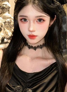 暗黑风蕾丝花边锁骨链choker仙女