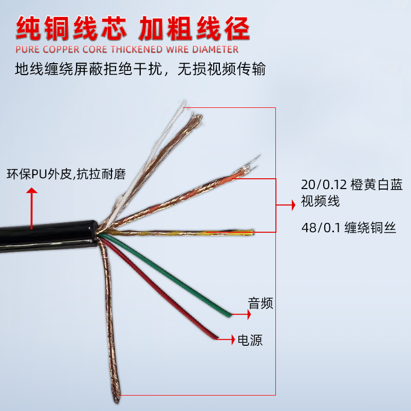 半挂货车四路监控倒车影像三路弹簧线航空头6米加粗螺旋澳普龙 - 图3