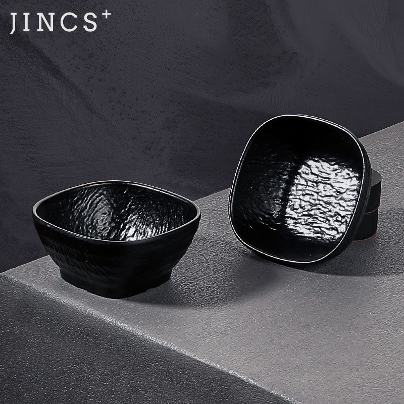 米线专用碗方形黑色麻辣烫小碗商用餐饮特色小方碗4.5英寸小汤碗