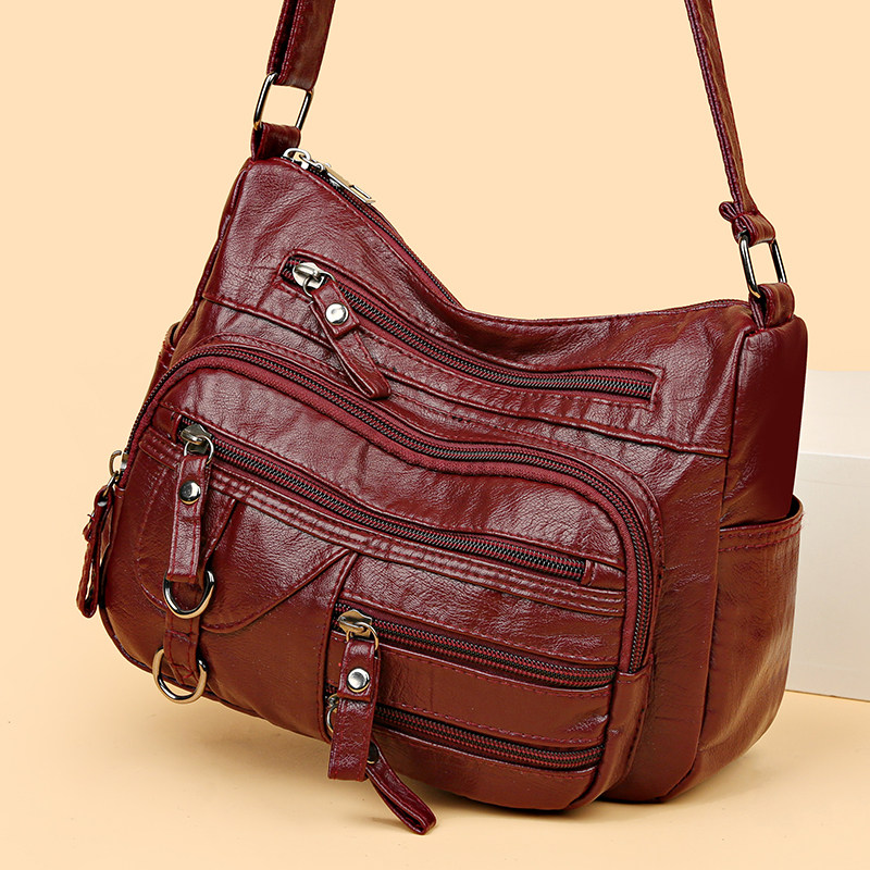 软皮妈妈包2023新款时尚pu皮斜挎包大容量中老年包多层单肩小方包,淘宝优惠券,粉丝福利购,淘宝优惠卷