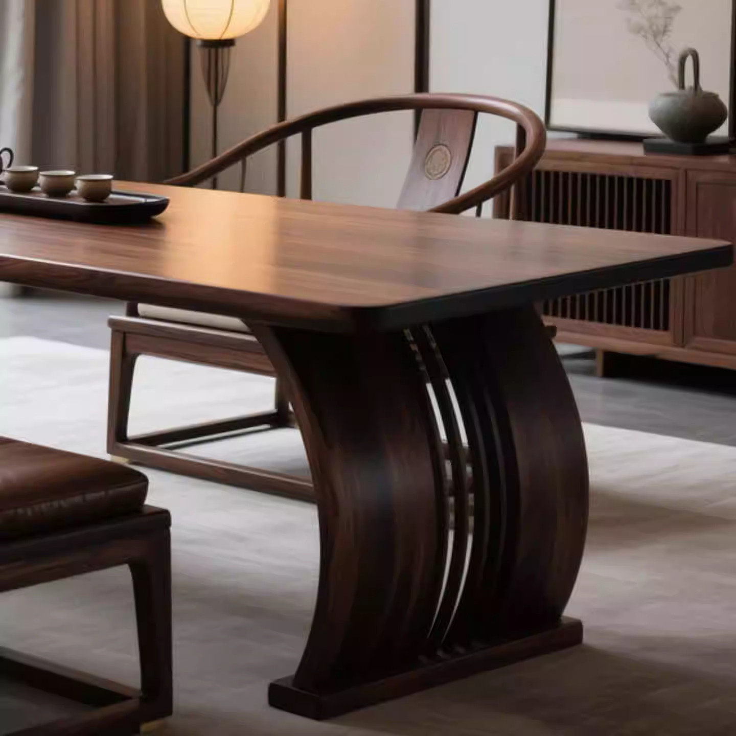 北美黑胡桃木新中式茶桌2026新款客厅简约高端禅意实木泡茶台茶桌,淘宝优惠券,粉丝福利购,淘宝优惠卷