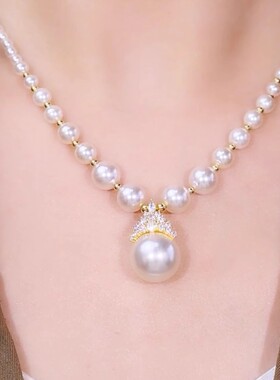 独特设计感法式优雅大气女锆石珍珠项链2024秋季新款百搭锁骨链