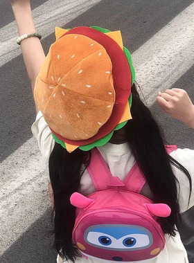 可爱搞怪汉堡包薯条头套帽子卡通儿童成人麦当劳生日拍照头饰道具