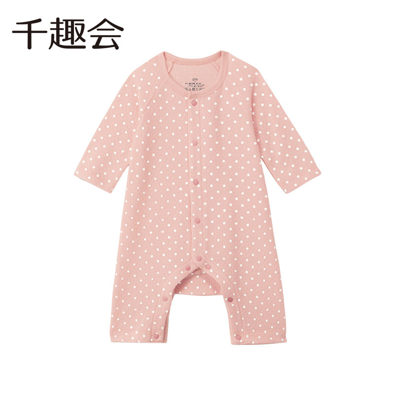 【罗永浩专享】日本千趣会秋冬季婴幼儿针织绗缝长袖打底连体衣