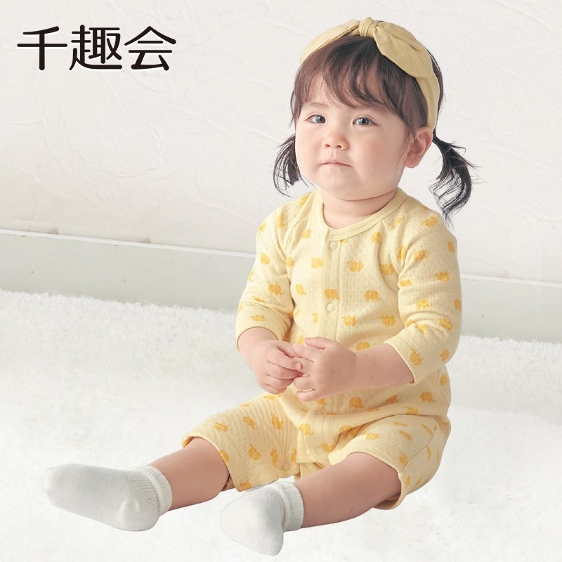 【罗永浩专享】日本千趣会秋冬季婴幼儿针织绗缝长袖打底连体衣