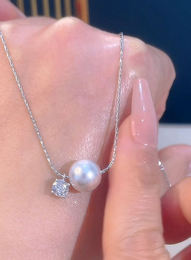 一心有你银色水滴锆石项链小众女