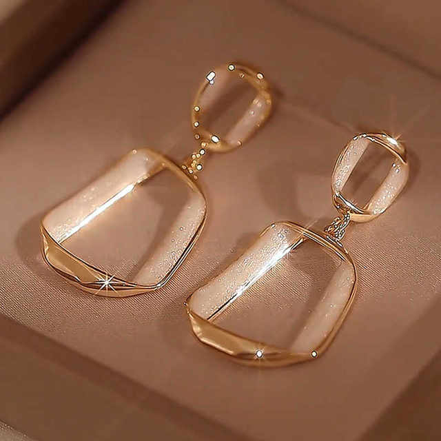 High-end exaggerated geometric square earrings, same style as stars