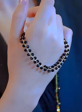 轻奢高级感日韩时尚黑色锆石项链