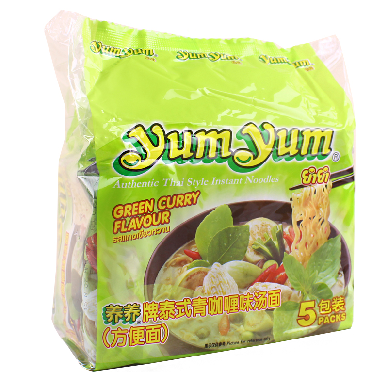 泰国进口方便面养养牌yumyum泰式青咖喱味泡面汤面5包350g-图1