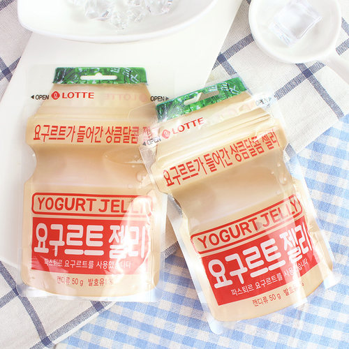 韩国进口可爱零食 LOTTE乐天乳酸菌软糖橡皮酸奶QQ软糖50g3包糖果 - 图1