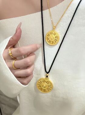 金包银经典八宝罗盘吊坠如意项链