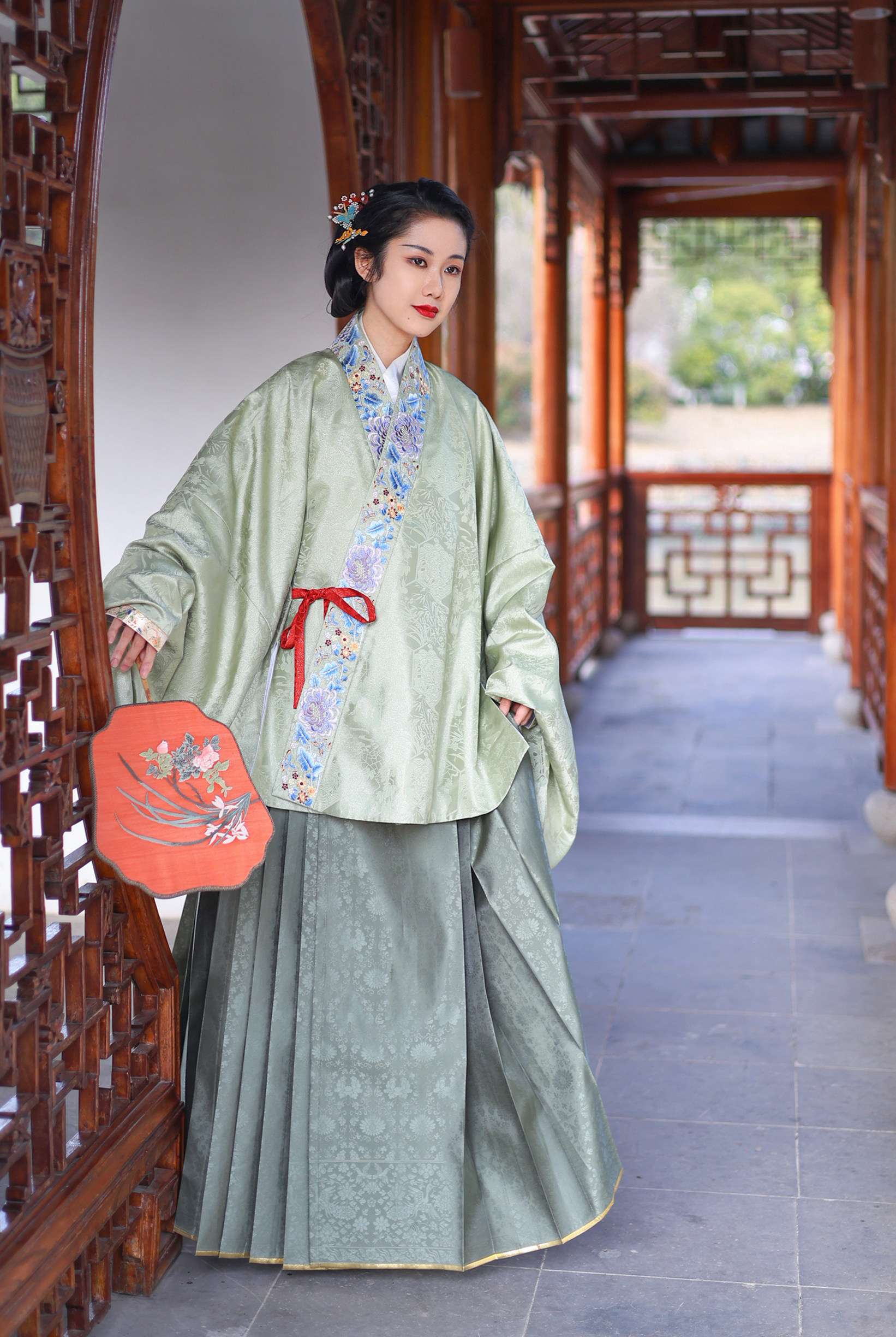 囿春【六六折清仓】雀上心头 素色暗纹纱马面裙 - 图2